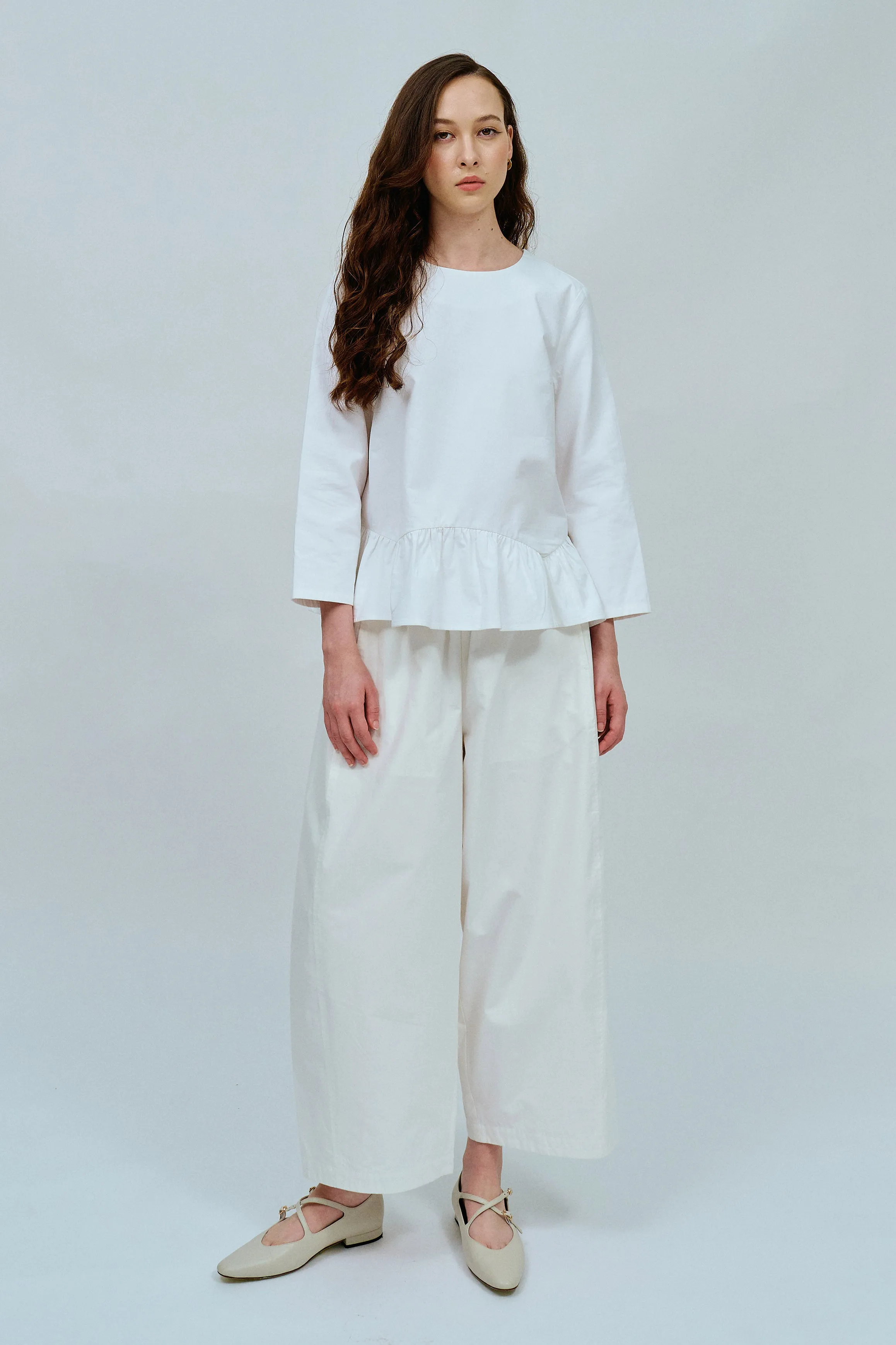 Afternoon Peplum Blouse in White