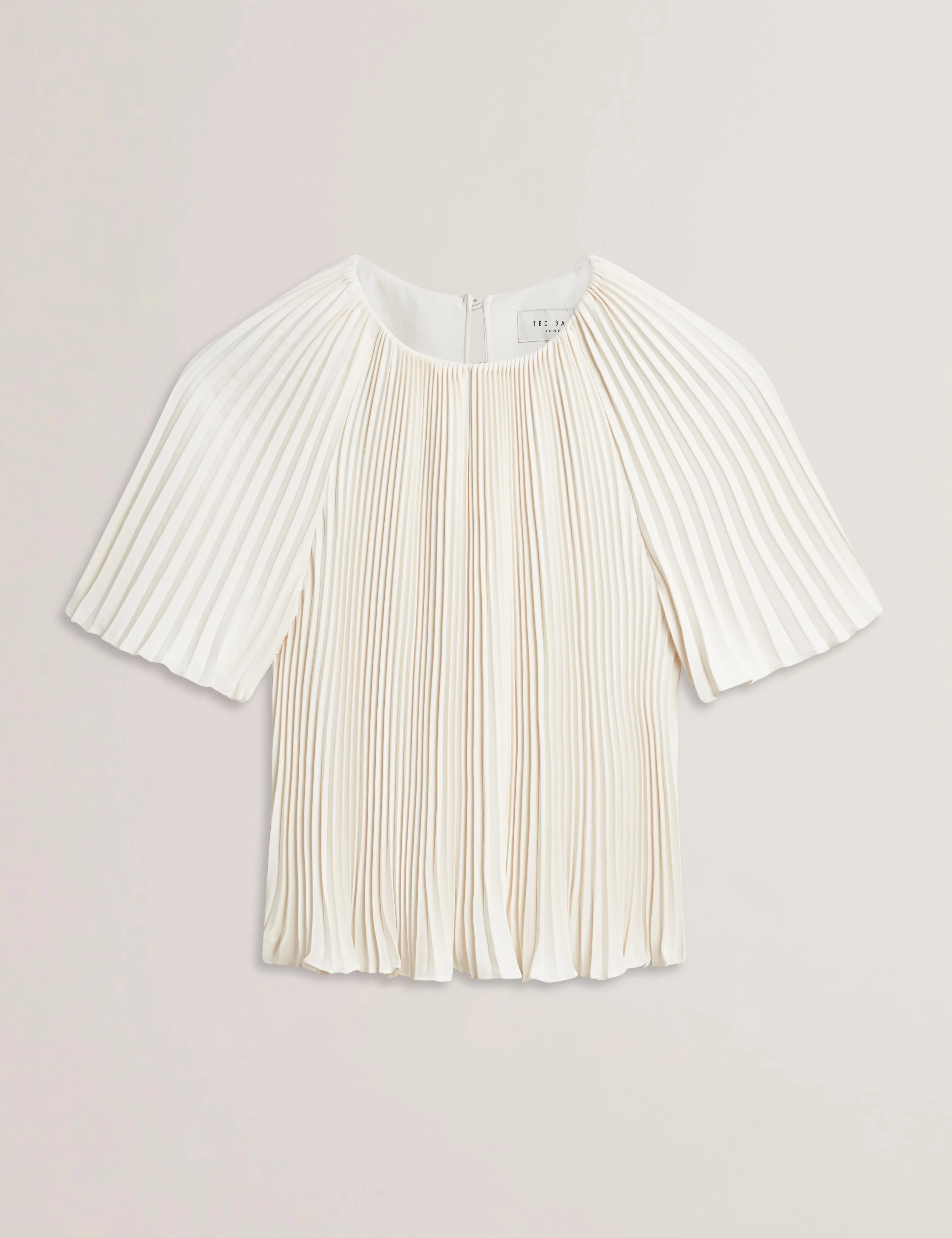 Agara Pleated Short Sleeve Blouse Ivory