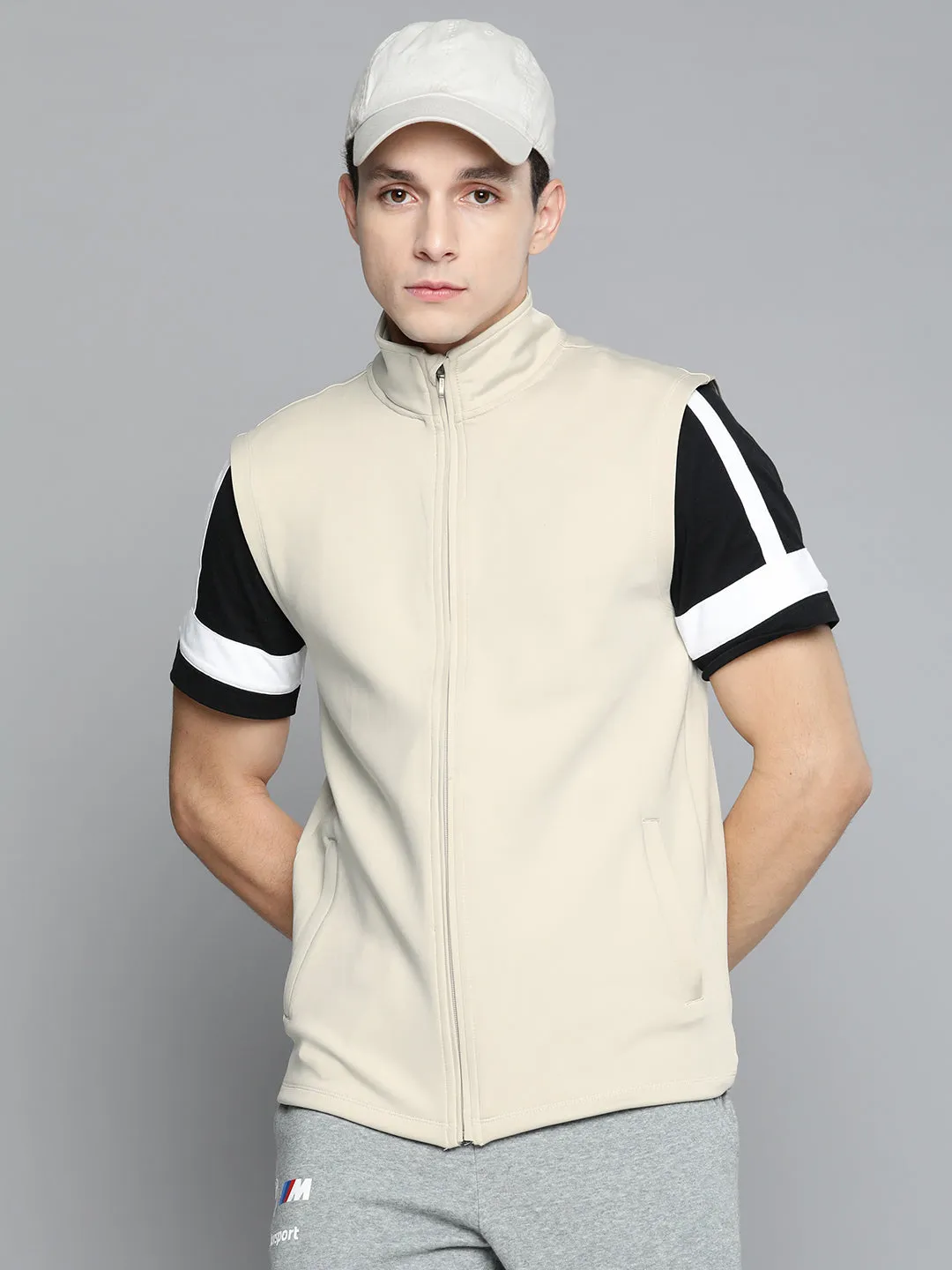 Alcis Men Cream-Coloured Solid Sweatshirt