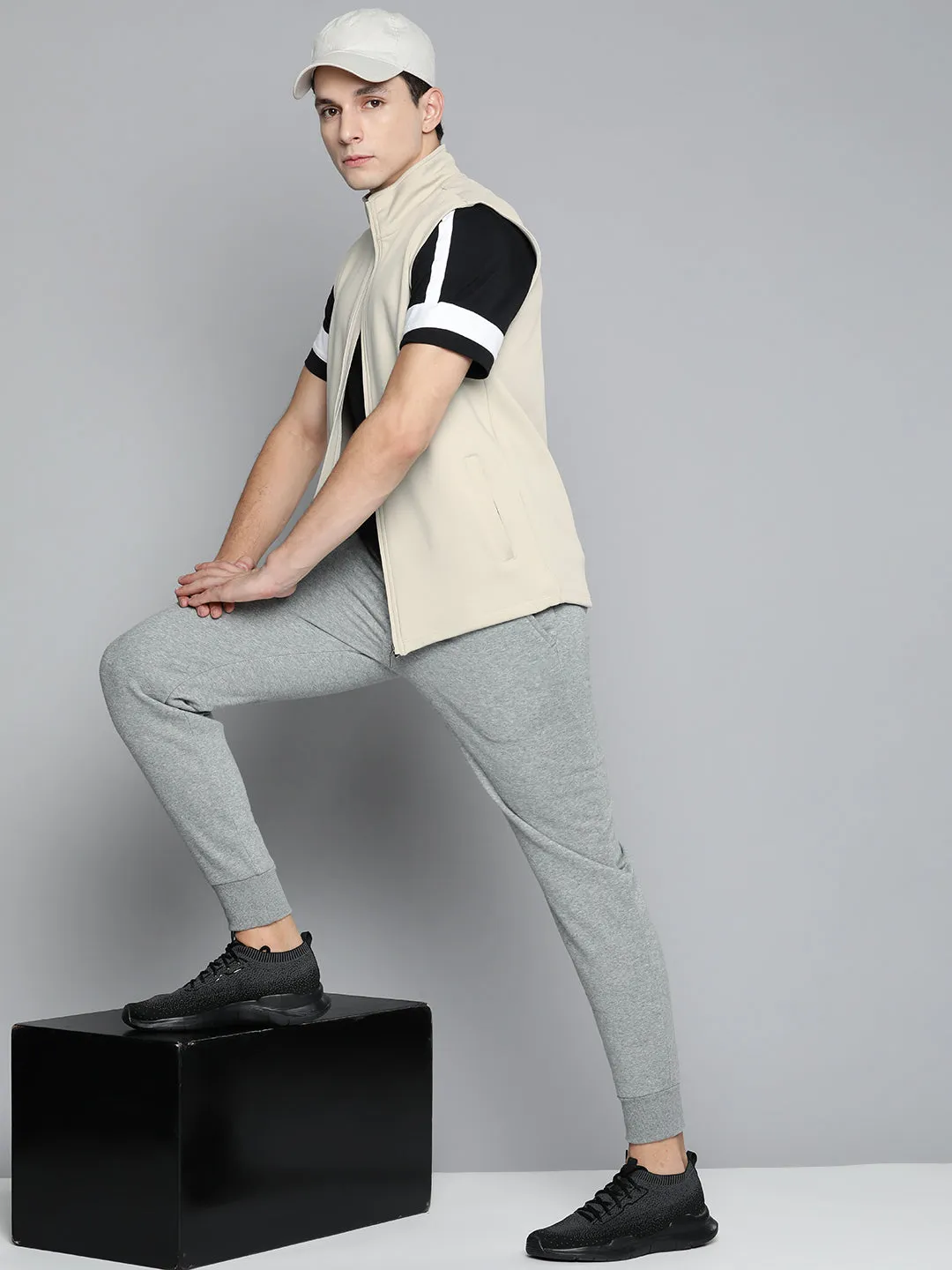 Alcis Men Cream-Coloured Solid Sweatshirt
