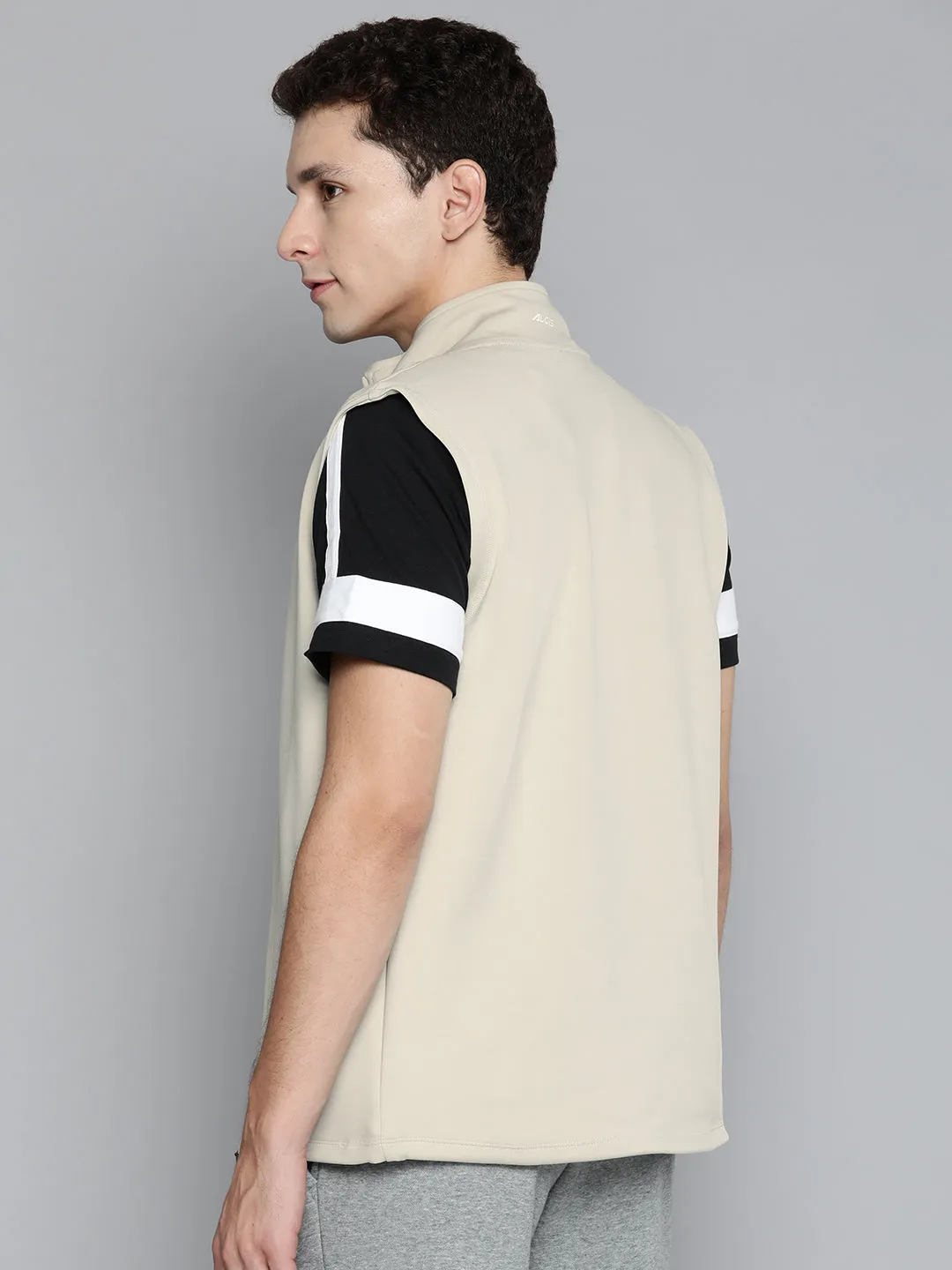 Alcis Men Cream-Coloured Solid Sweatshirt