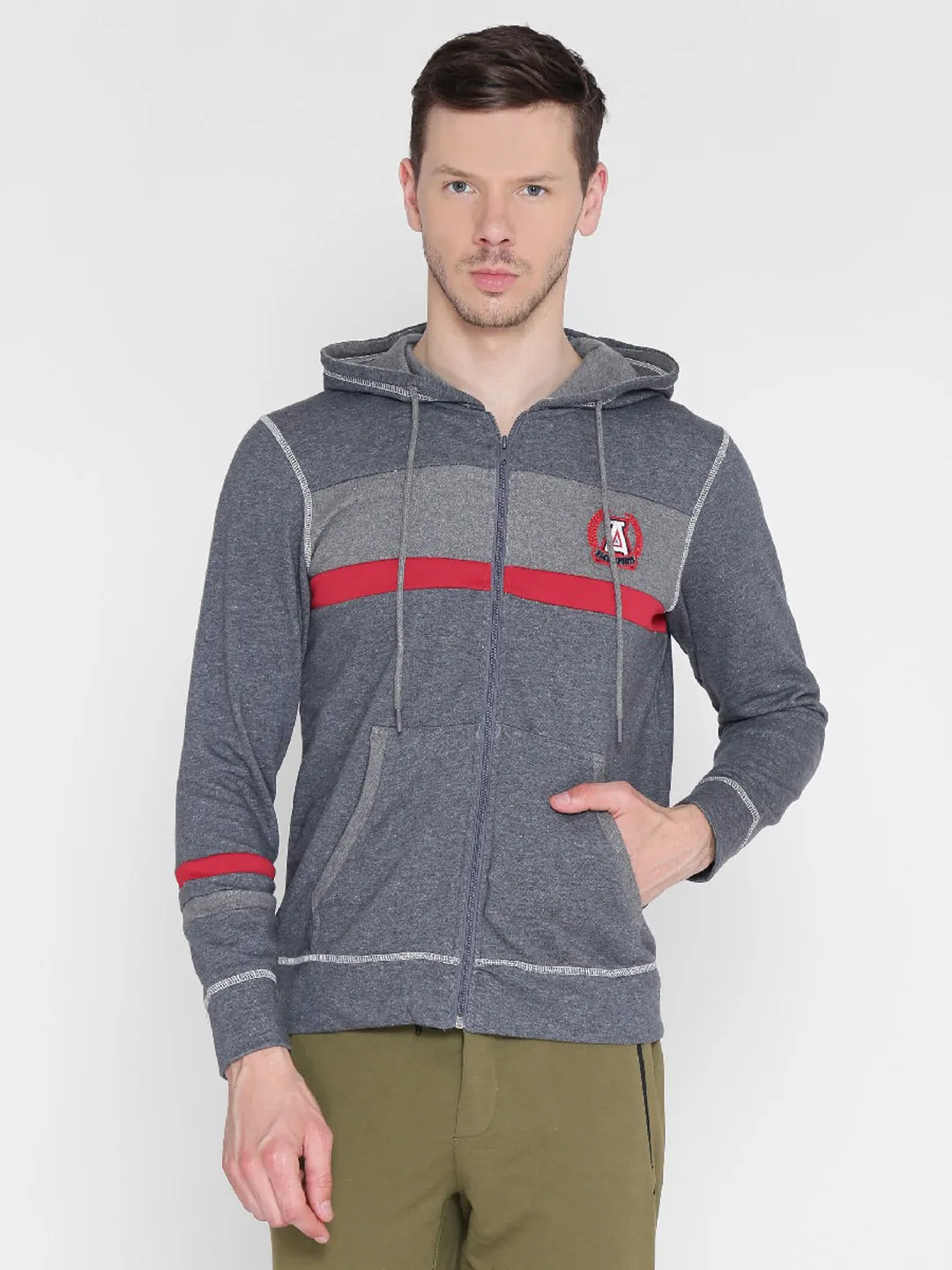 Alcis Mens Printed Dark Grey Winter Jacket 145MJK217