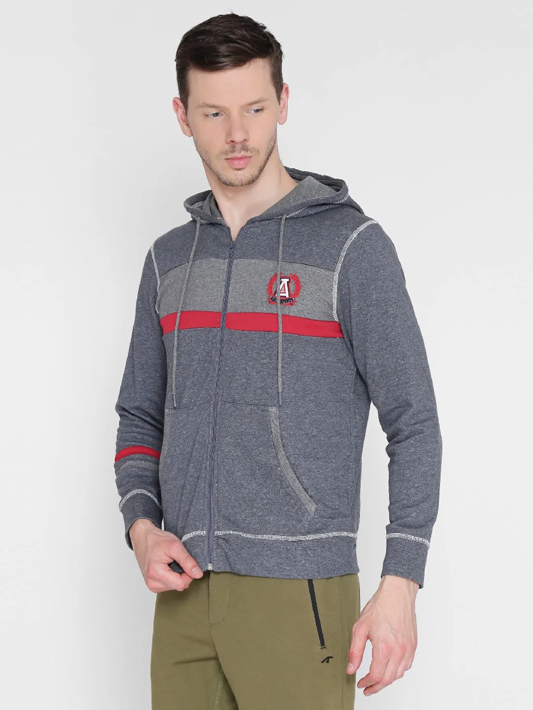 Alcis Mens Printed Dark Grey Winter Jacket 145MJK217