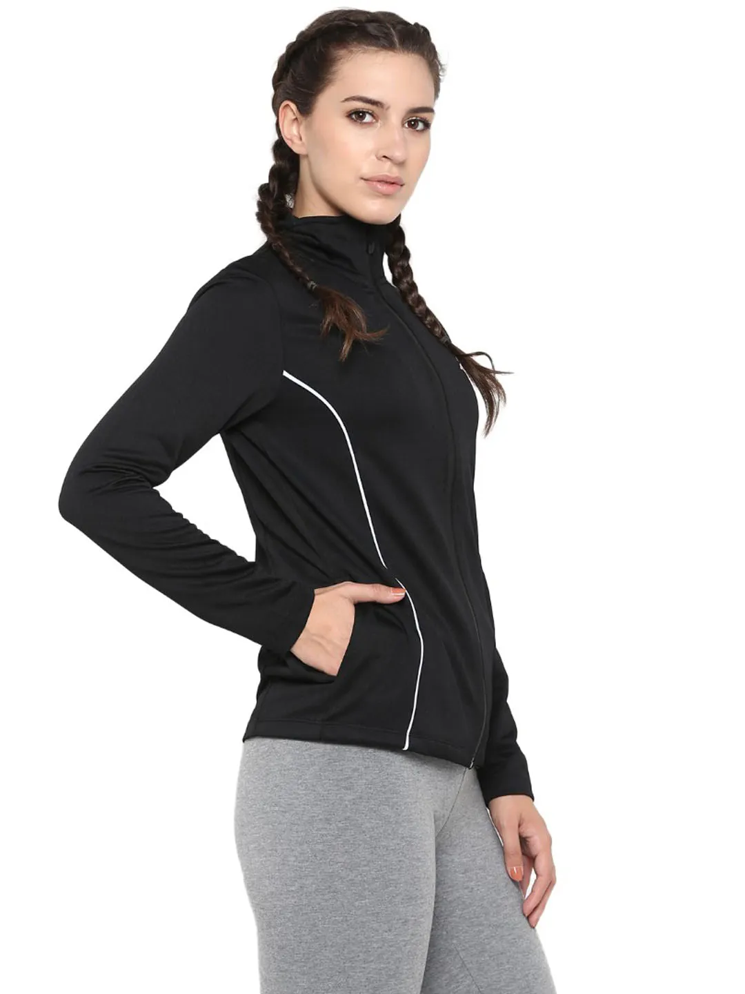 Alcis Women Black Solid Jackets