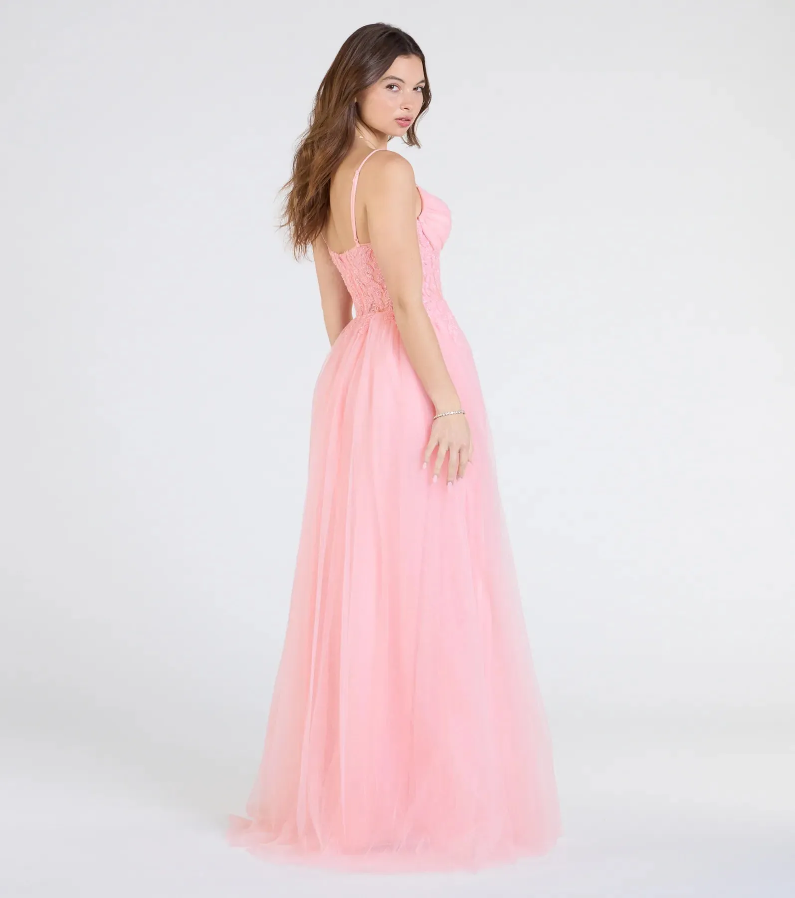 Alia Sequin Applique A-Line Tulle Formal Dress