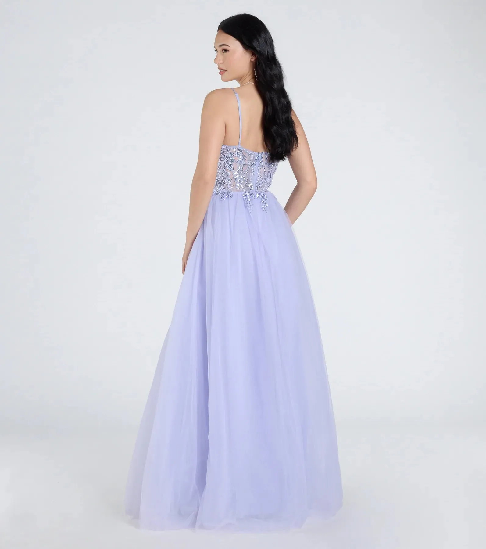 Alia Sequin Applique A-Line Tulle Formal Dress