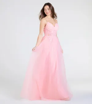 Alia Sequin Applique A-Line Tulle Formal Dress