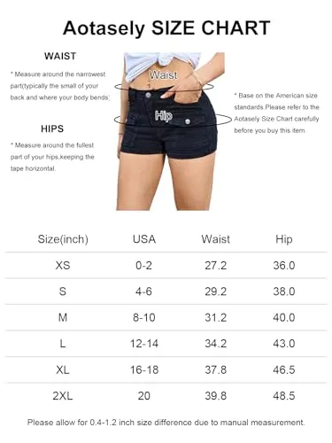 Aotasely Women's Bodycon Casual Denim Shorts Stretchy Mid Rise Cargo Jean Shorts with Pockets Night Clubwear Black