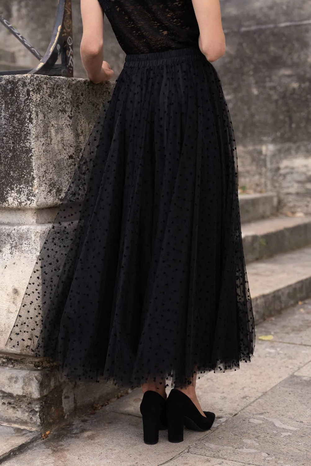 Aria Heart Print Tulle Skirt