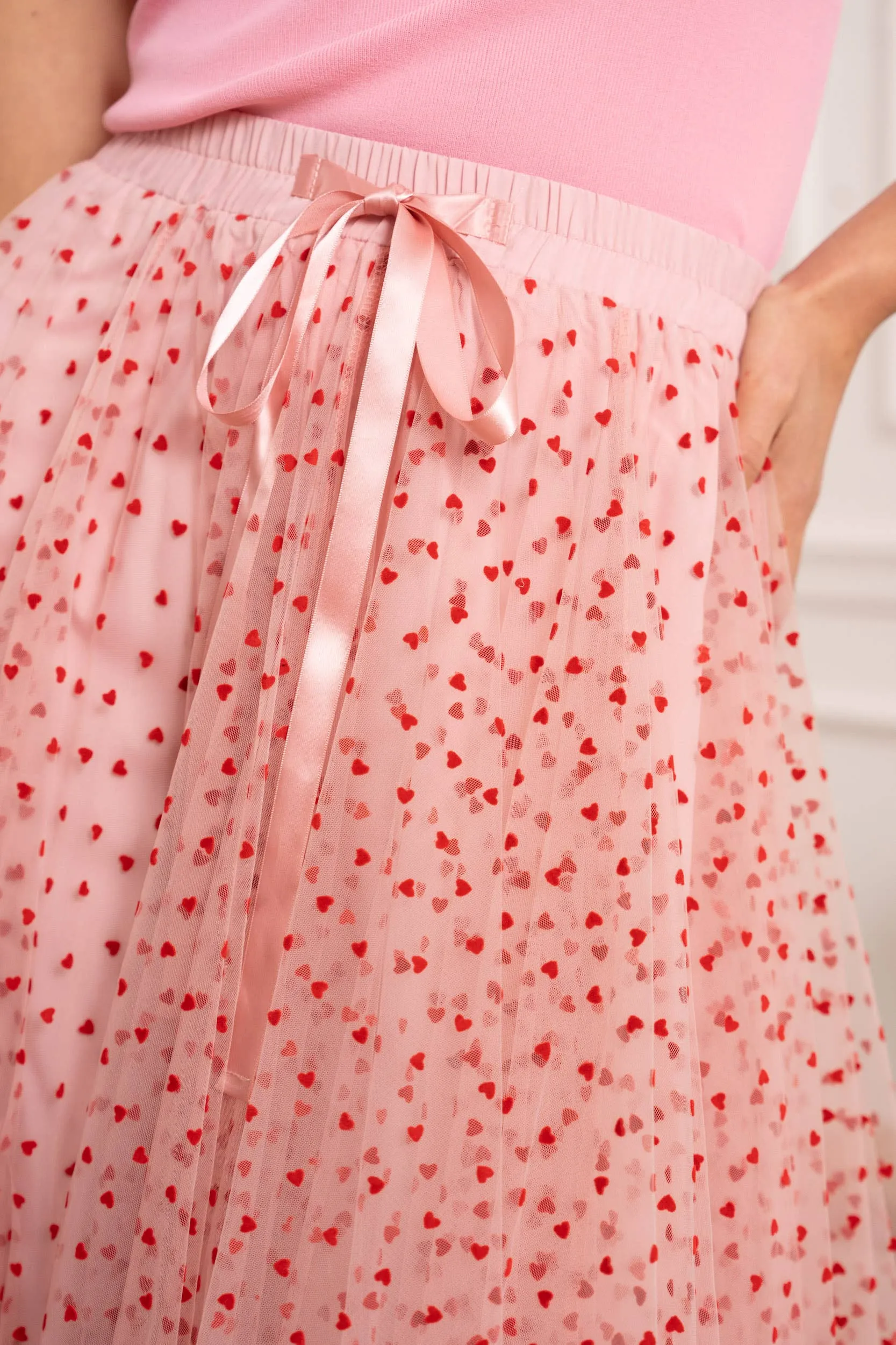 Aria Heart Print Tulle Skirt