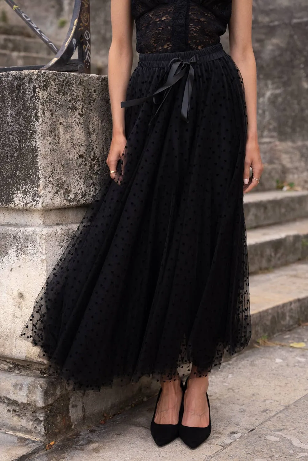 Aria Heart Print Tulle Skirt