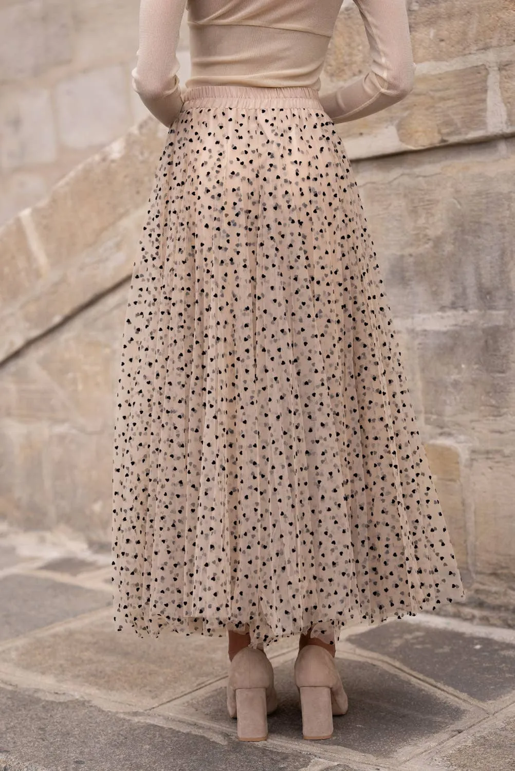 Aria Heart Print Tulle Skirt