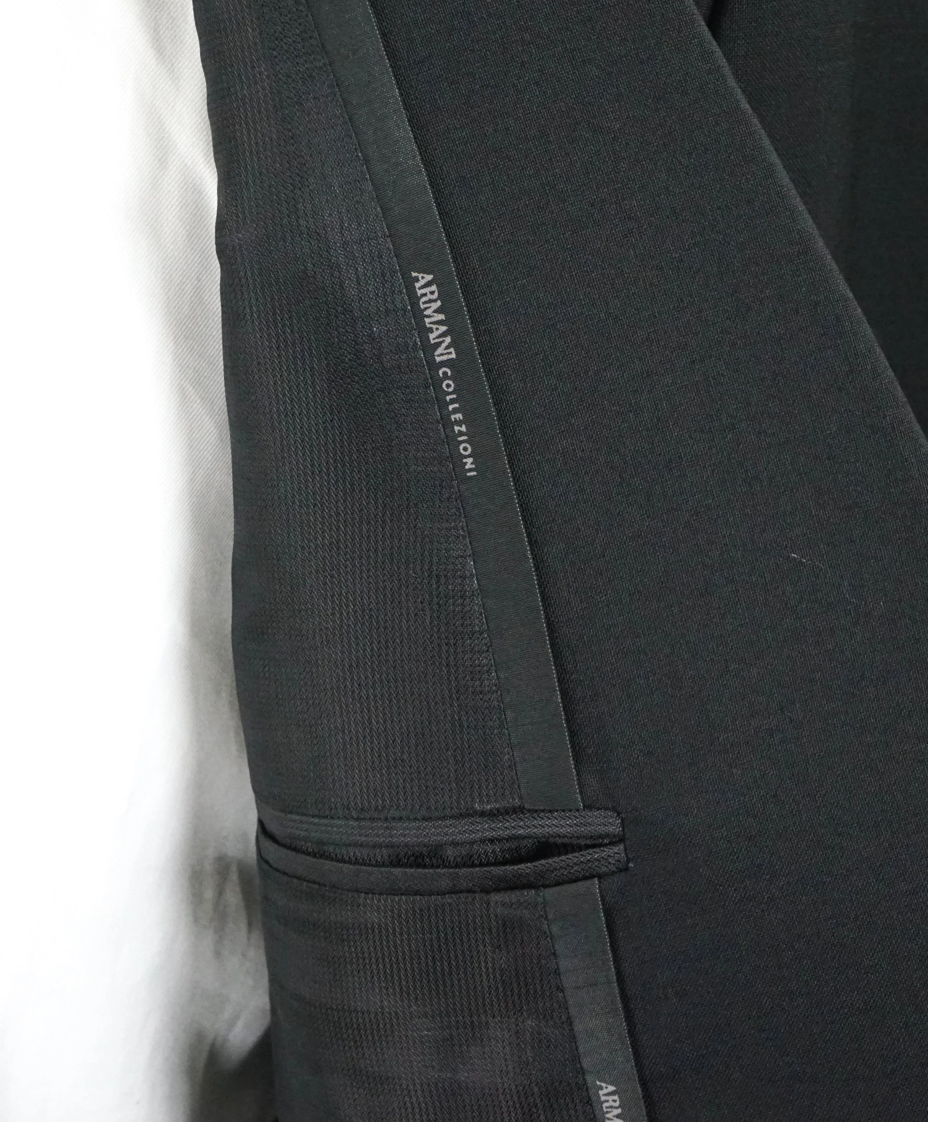 ARMANI COLLEZIONI - “M Line” Slim Black Notch Lapel Suit - 42R