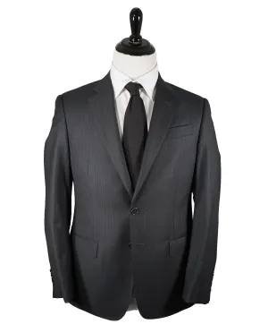 ARMANI COLLEZIONI - "G Line” Tonal Gray Herringbone Pattern Wool Suit - 38S