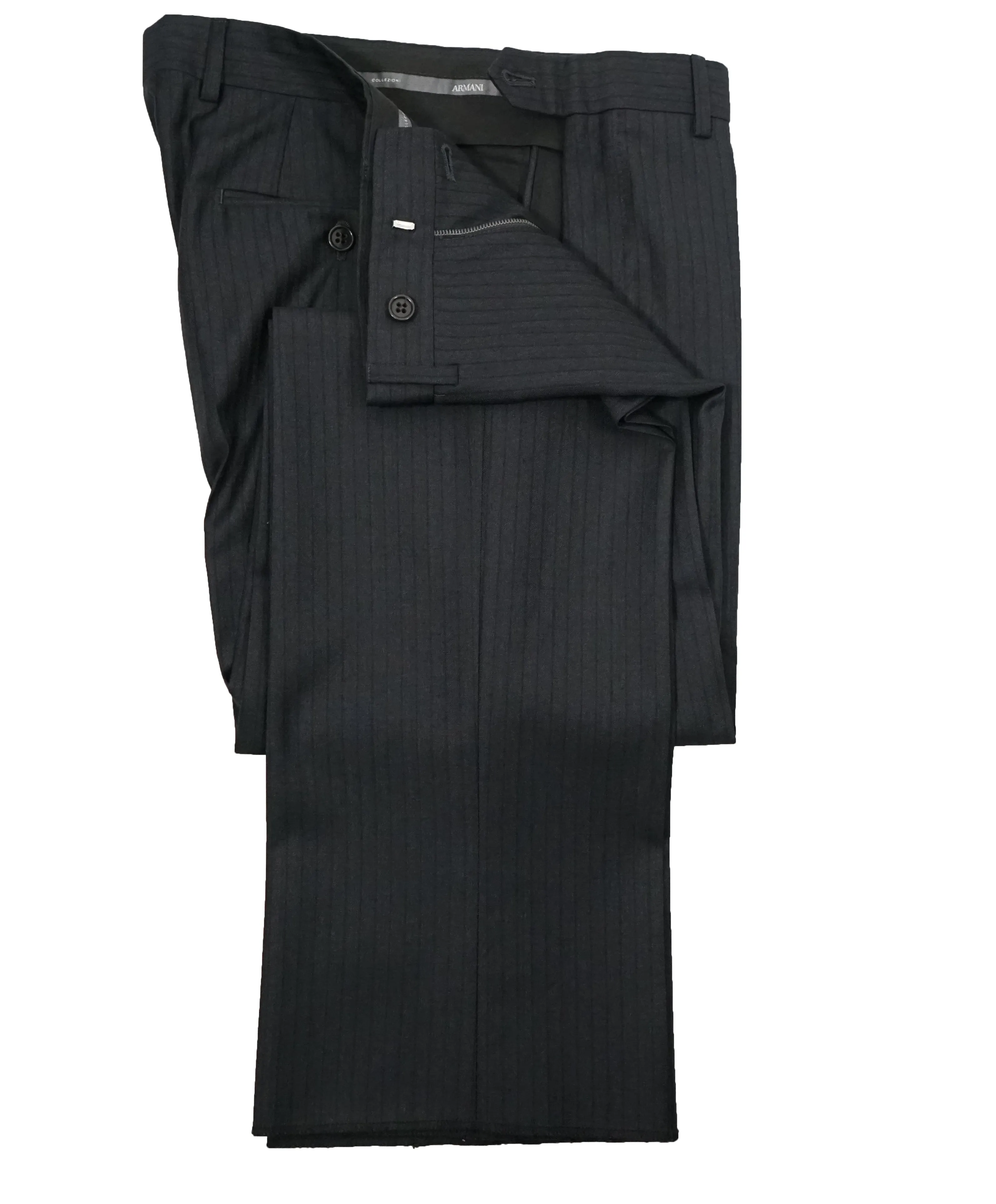 ARMANI COLLEZIONI - "G Line” Tonal Gray Herringbone Pattern Wool Suit - 38S