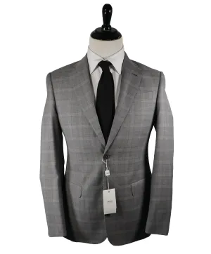 ARMANI COLLEZIONI - Textured Gray Plaid Check “G Line” Wool Suit- 38R