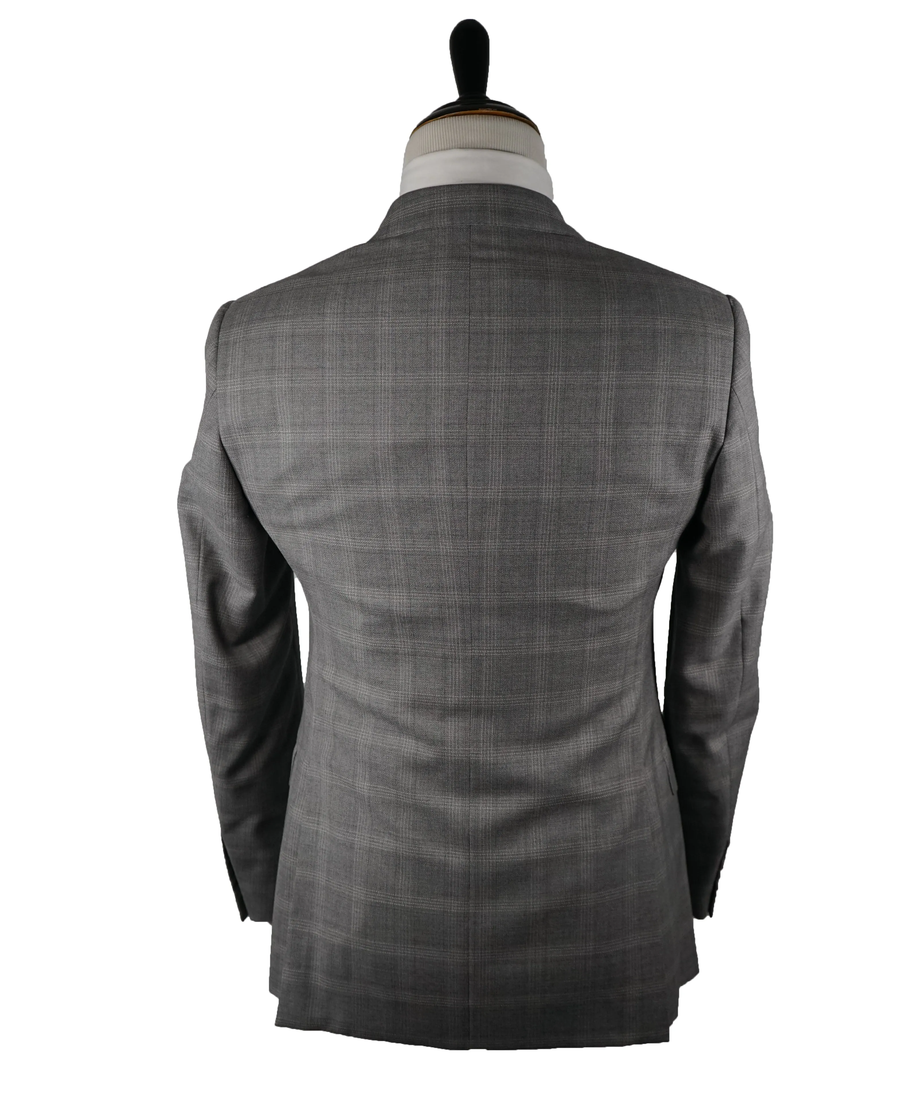 ARMANI COLLEZIONI - Textured Gray Plaid Check “G Line” Wool Suit - 38R