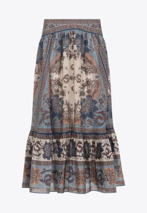 Ascension Tiered Printed Midi Skirt