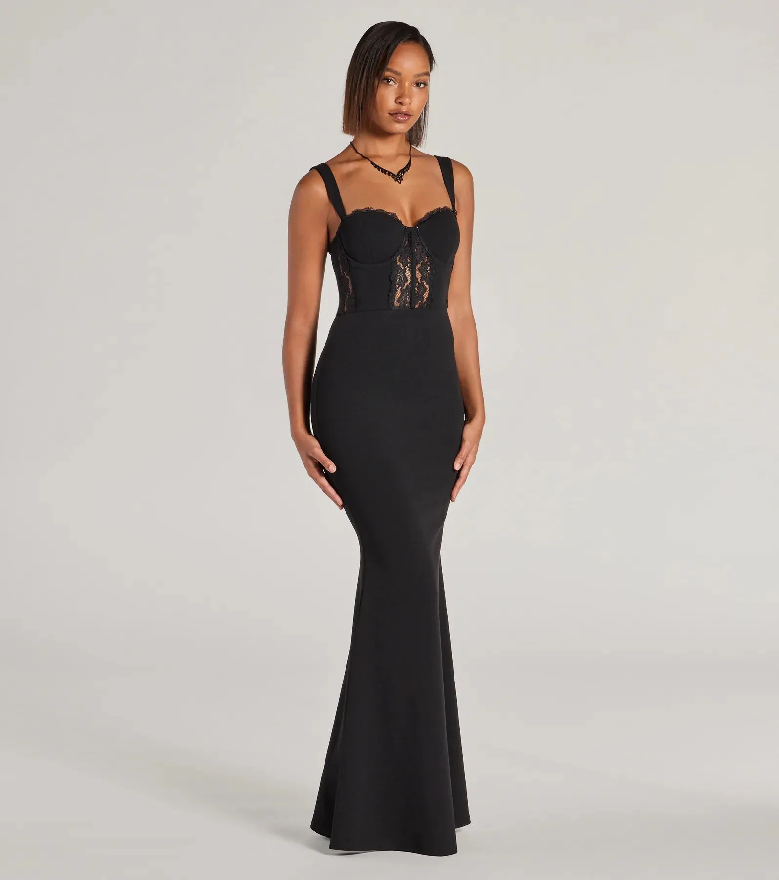 Aspen Sweetheart Lace Crepe Mermaid Formal Dress