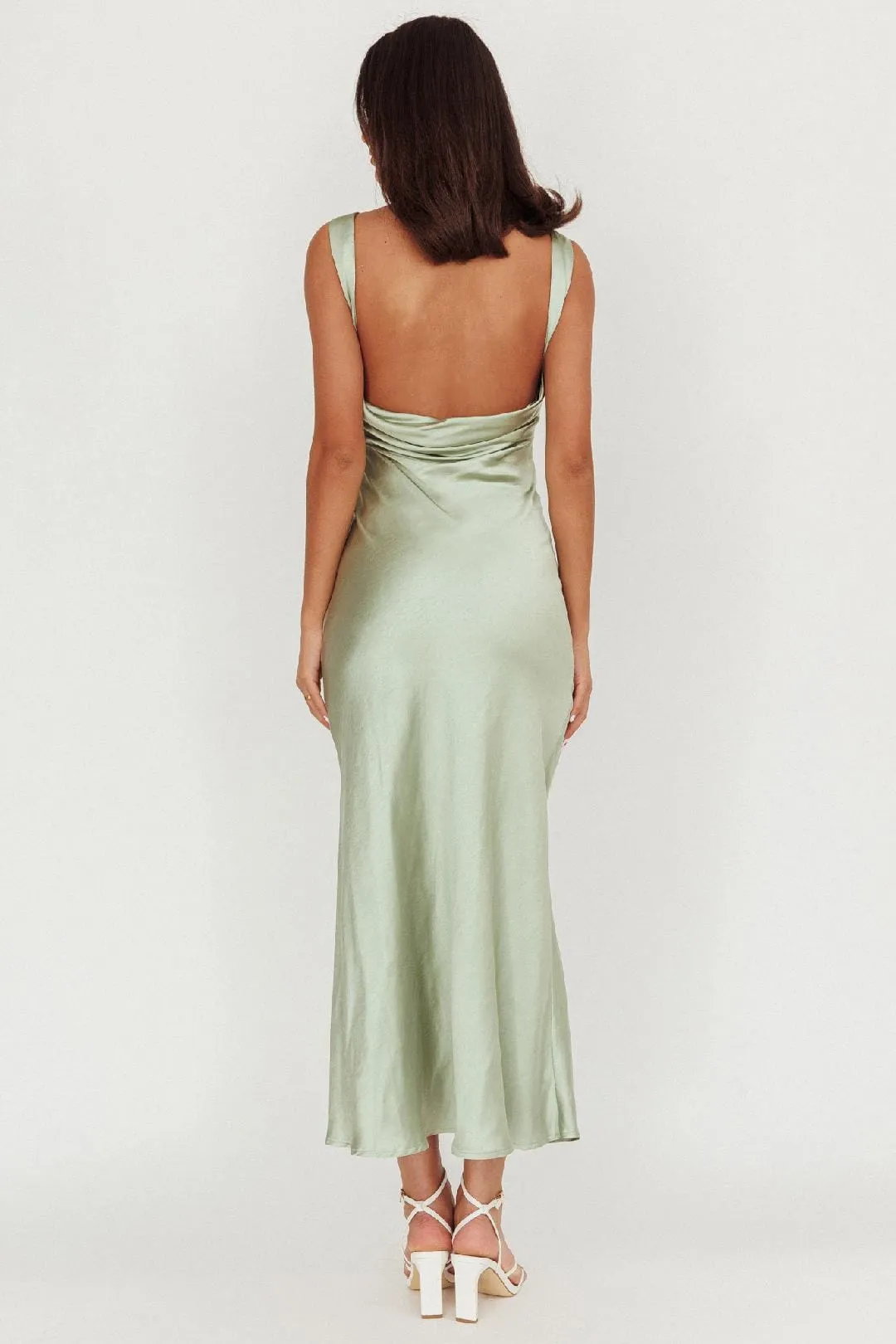 Audrey Satin Dress - Sage