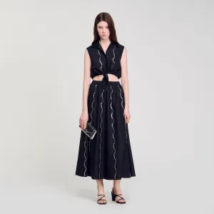 Aviv Crystal Embellished Maxi Skirt Black