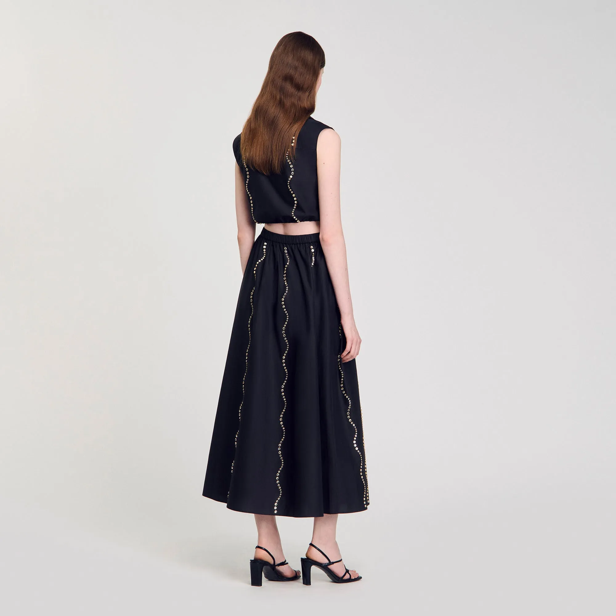 Aviv Crystal Embellished Maxi Skirt Black