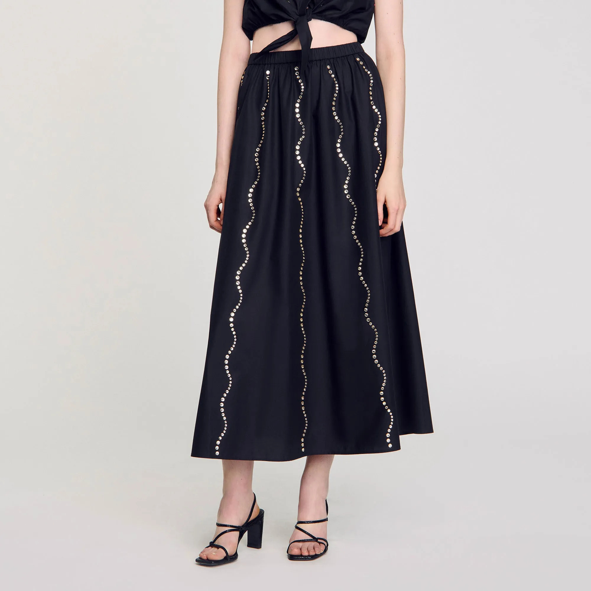 Aviv Crystal Embellished Maxi Skirt Black