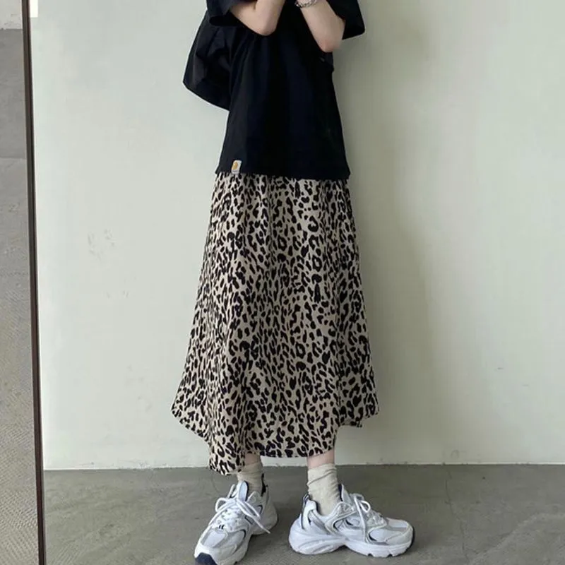 Beige Animal Print Flared Skirt