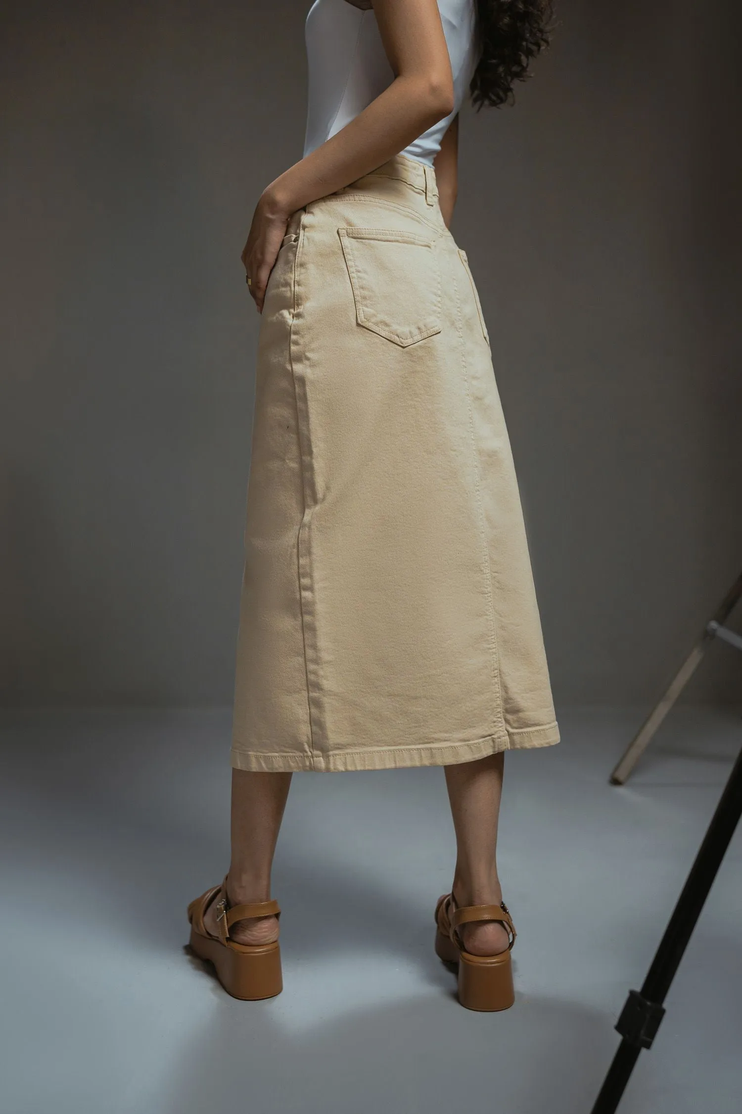 Beige Midi Skirt