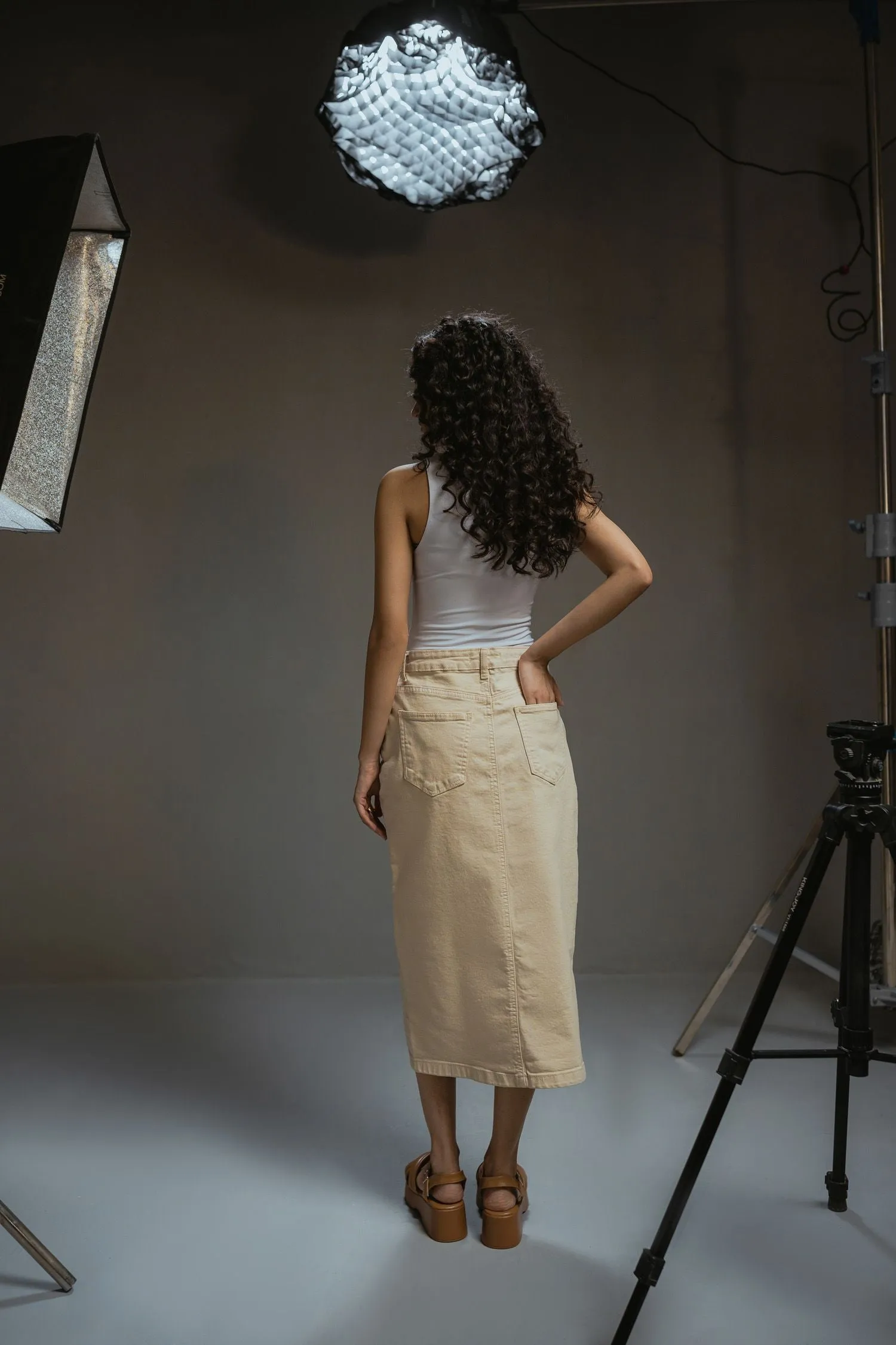 Beige Midi Skirt