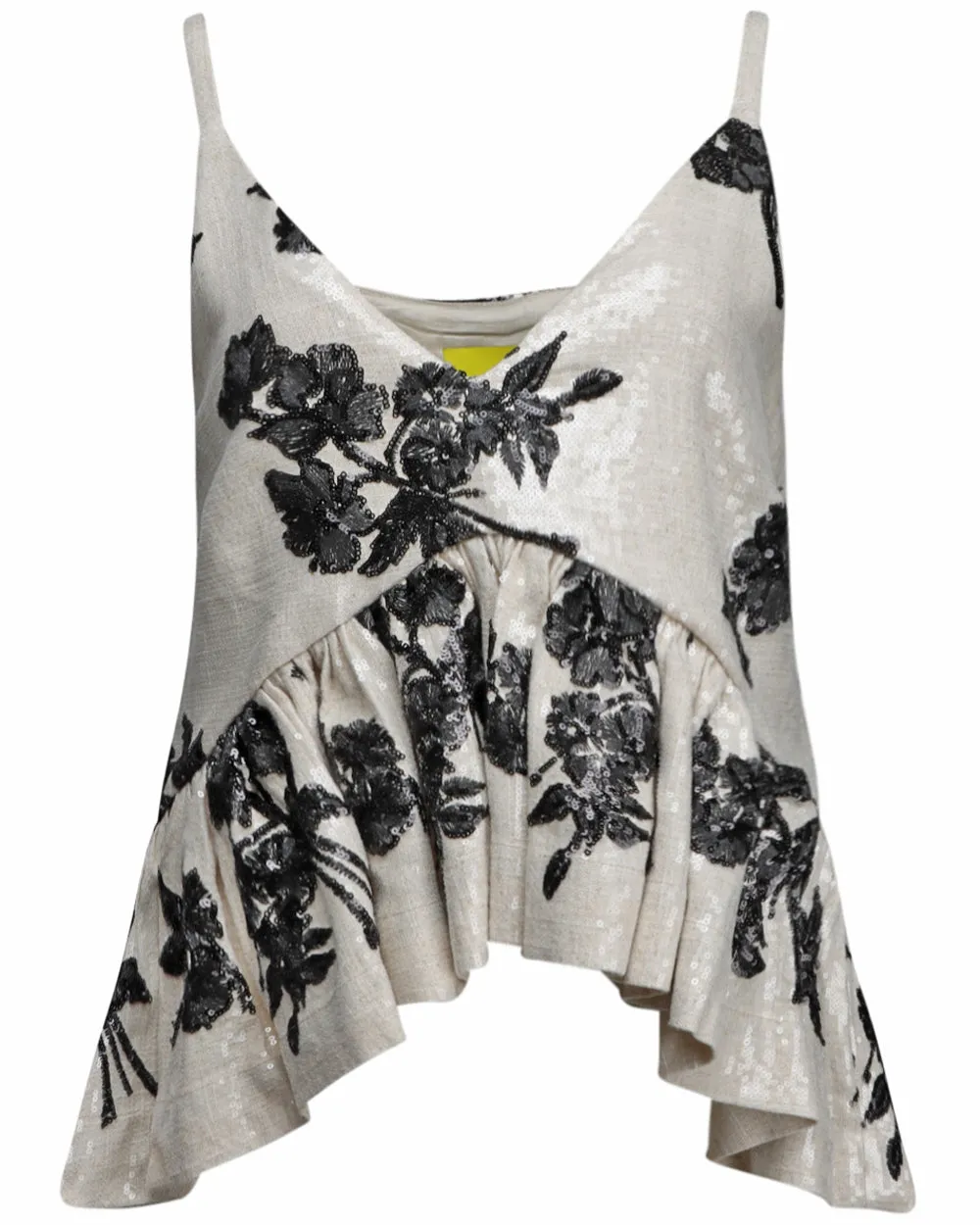 Beige Sequin Embellished Peplum Tank
