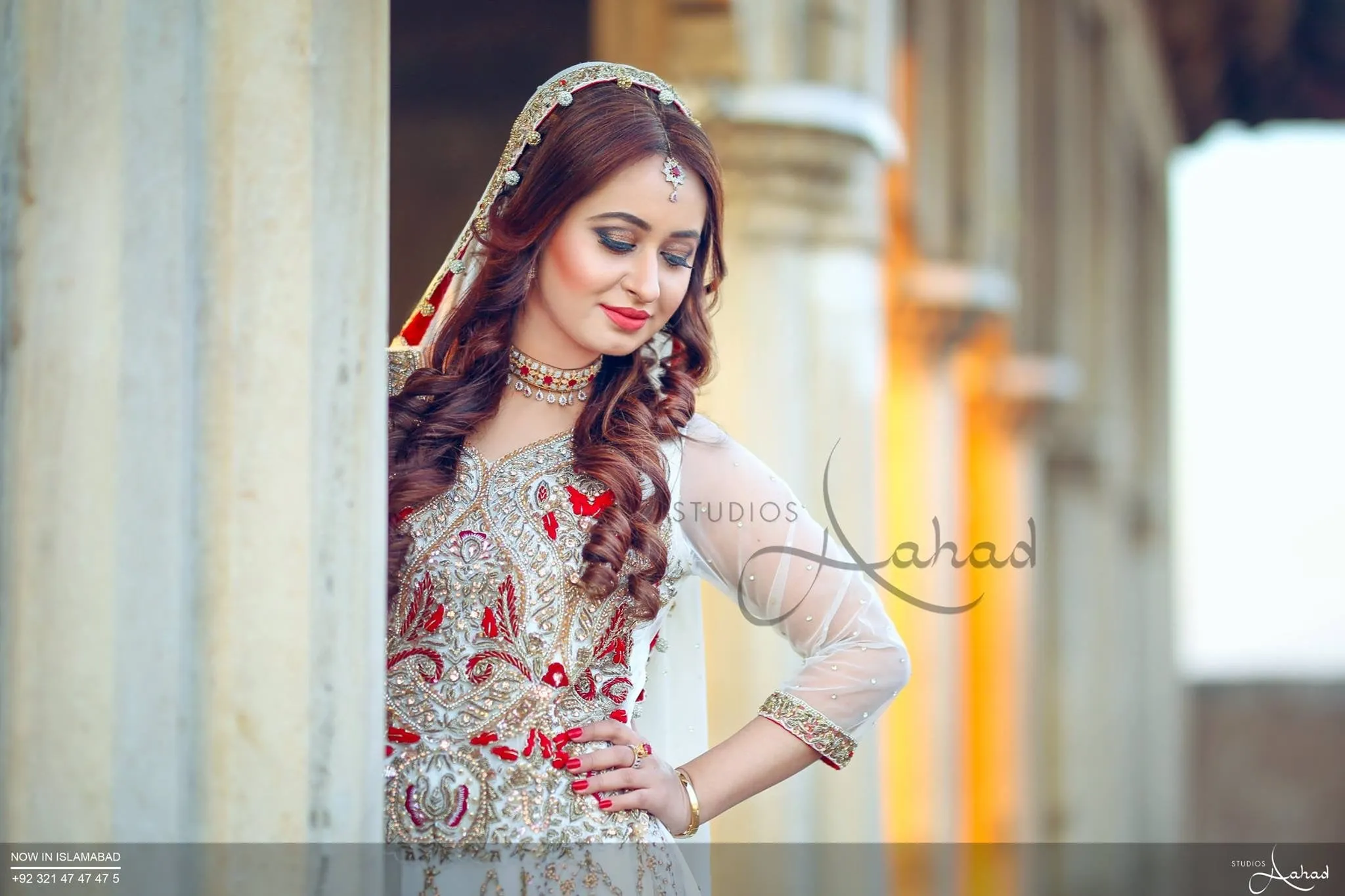 Beutifull bridal Maxi in off white and red color Model# 1179