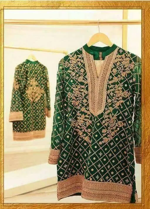 Beutifull dress in dark green color Model #P 930