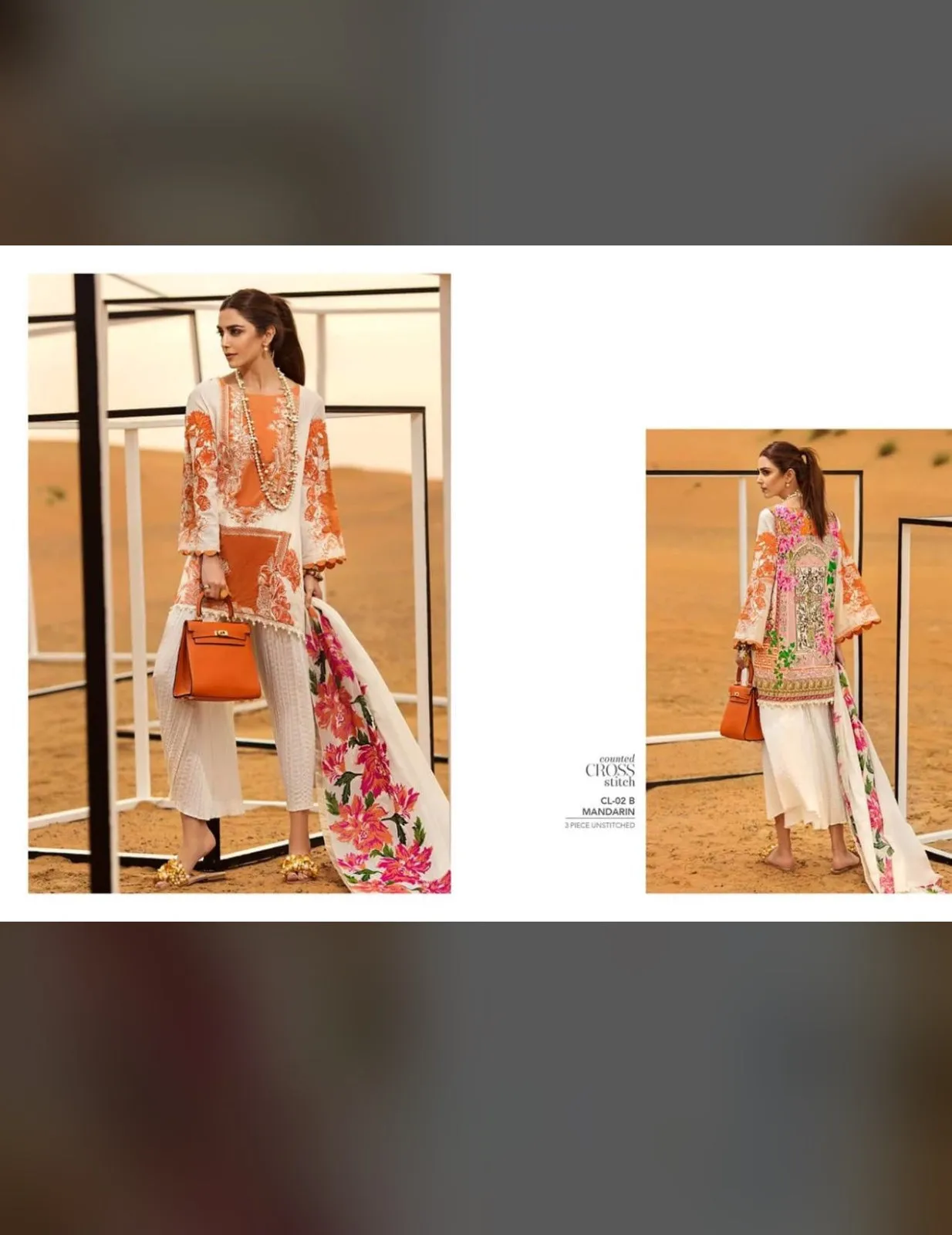 Beutifull lawn dress by crimson in orange color Model # L 1205