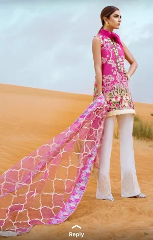 Beutifull lawn dress by crimson in shokin pink color Model # L 1204