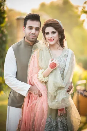 Beutifull wedding party dress In light pistachio green and baby pink color Model# P 1197