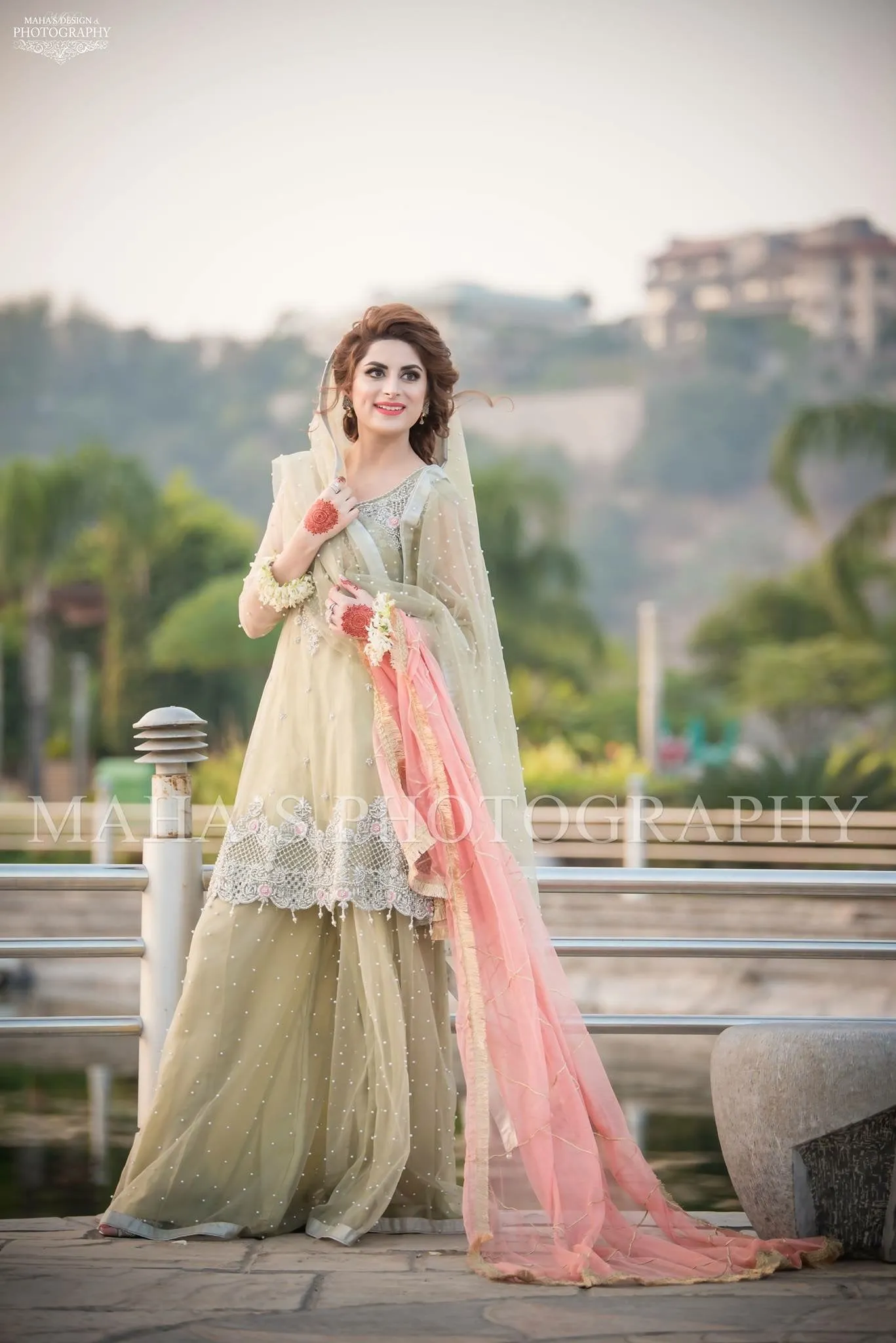 Beutifull wedding party dress In light pistachio green and baby pink color Model# P 1197