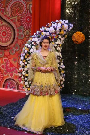 Beutifull wedding party yellow lahnga for mehndi bridal Model #W 915