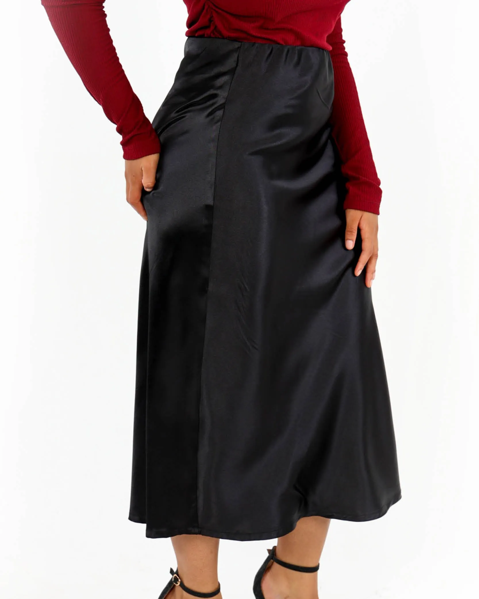 Bias Cut Satin Skirt