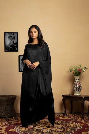 Black Elena Drape Dress