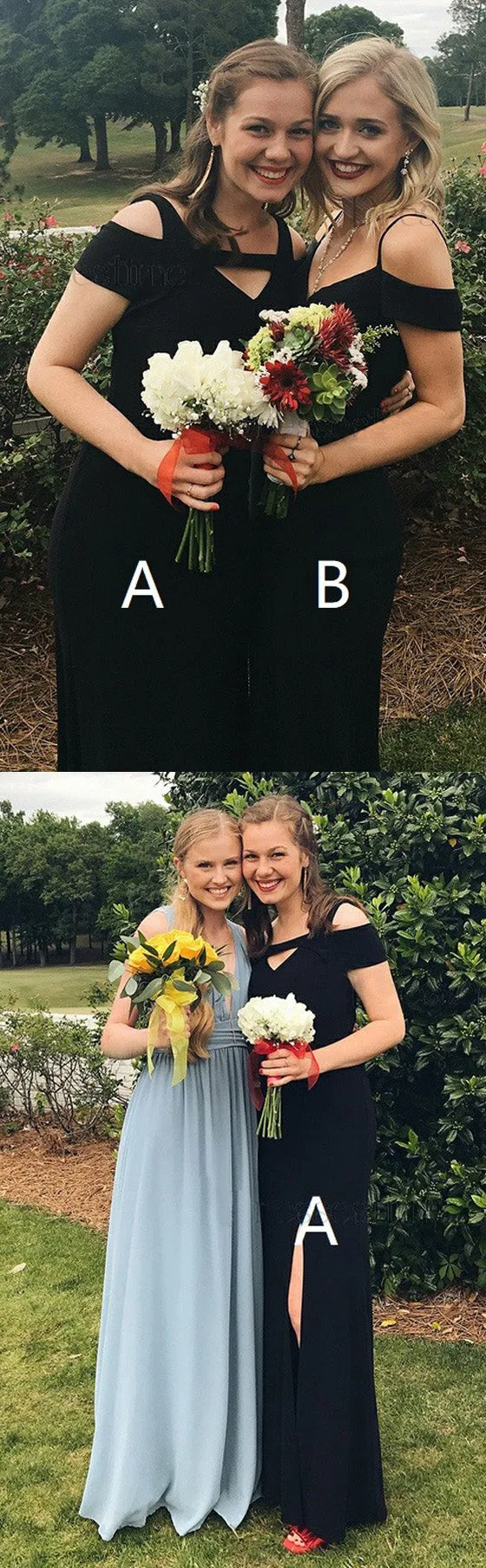 Black Inexpensive Formal Popular Long Wedding Bridesmaid Dresses, BGP289