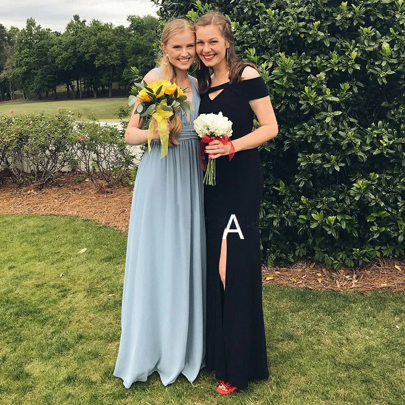 Black Inexpensive Formal Popular Long Wedding Bridesmaid Dresses, BGP289