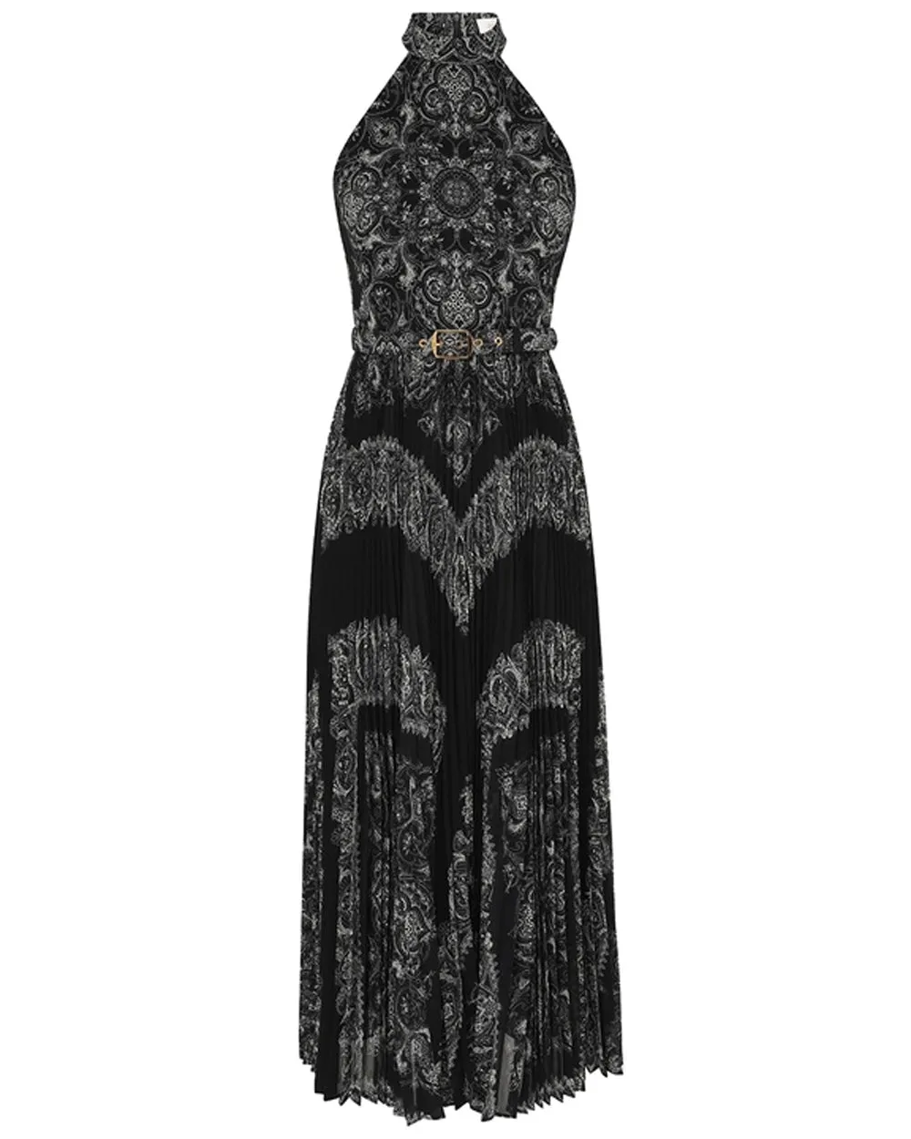 Black Paisley Sunray Halterneck Picnic Dress