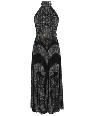 Black Paisley Sunray Halterneck Picnic Dress