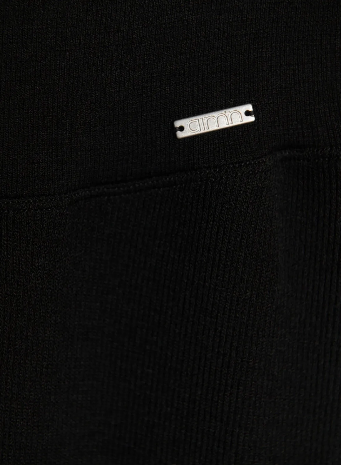 Black Ribbed Wool Wide Pants