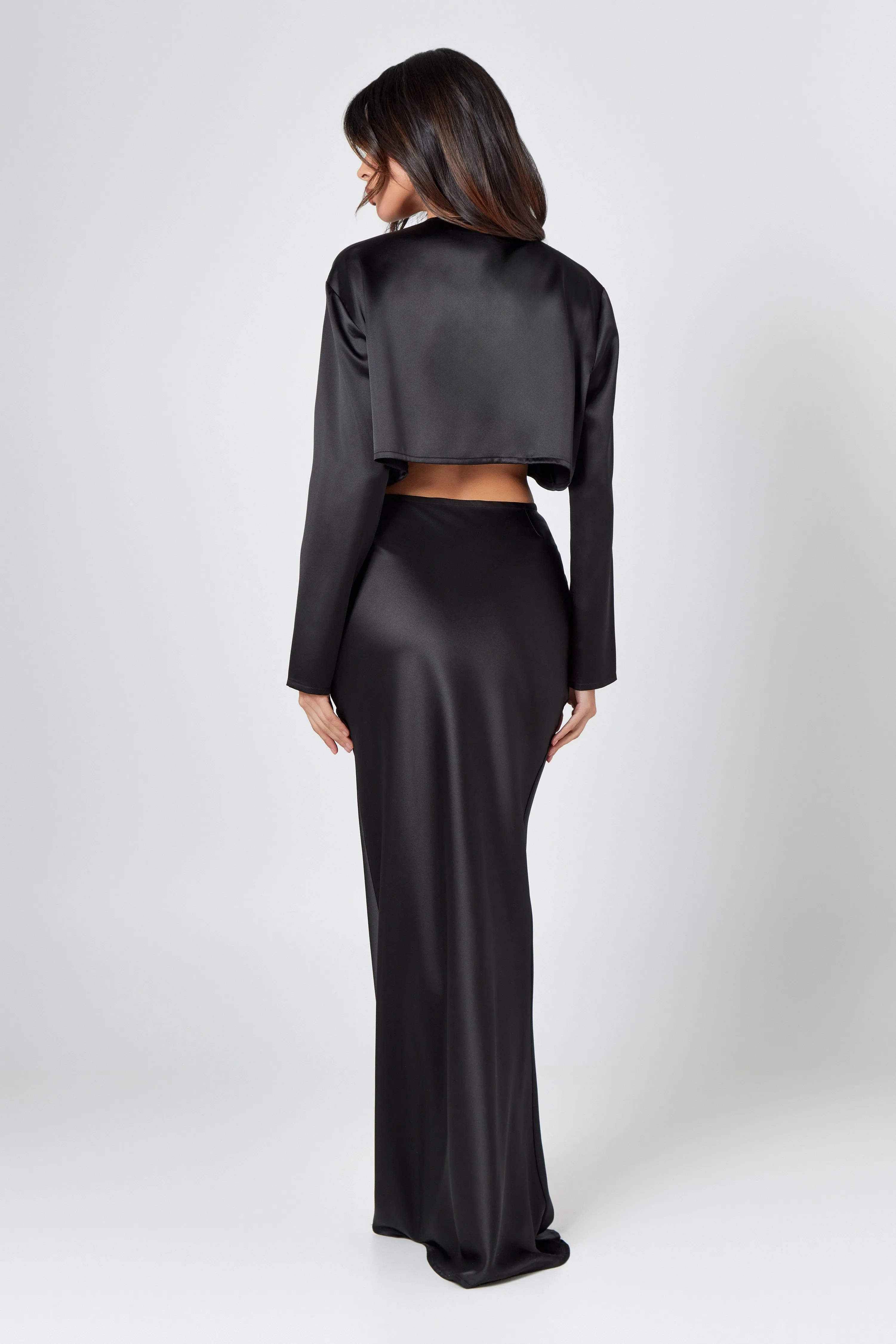Black Satin Maxi Skirt