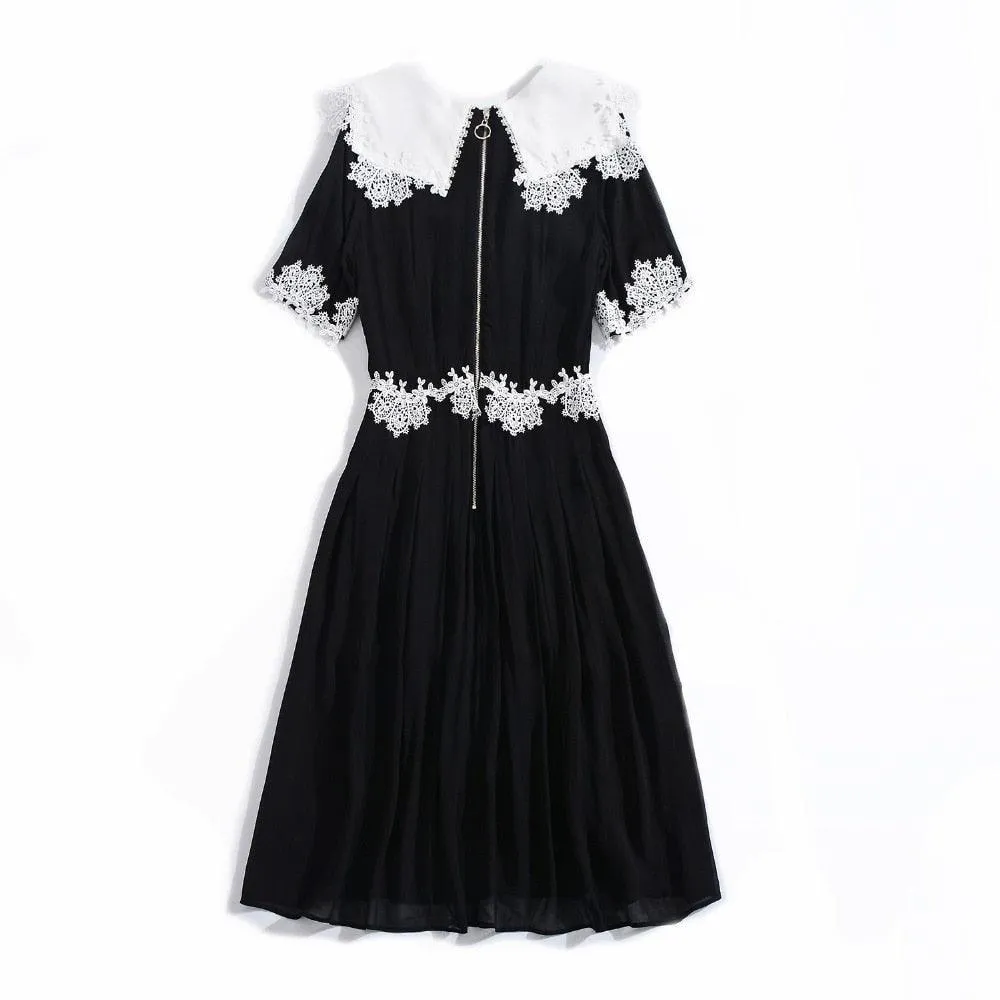 Black Short Sleeve A Line Work Wear Dress