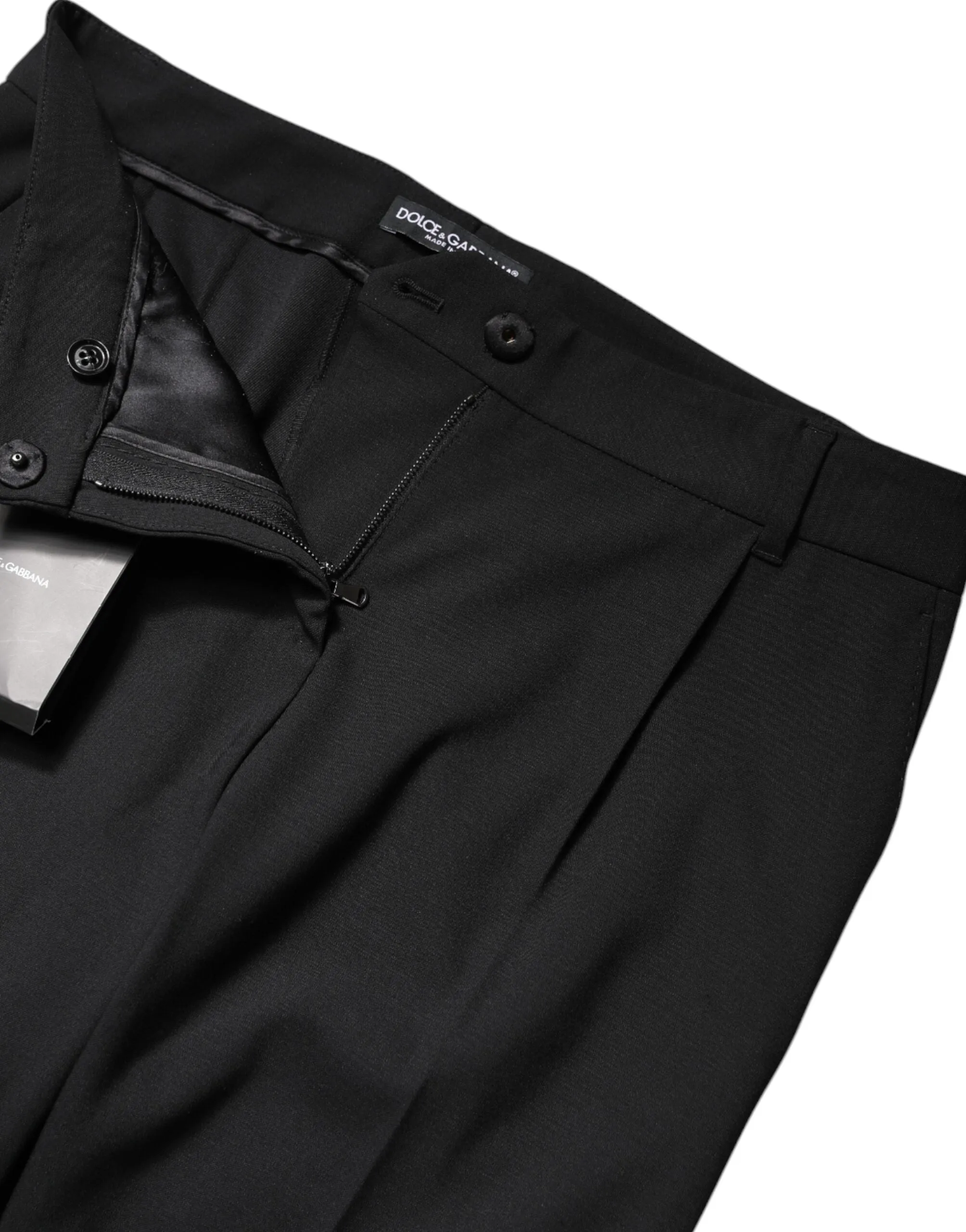Black Wool High Waist Boot Cut Dress Pants