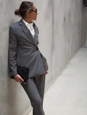 BLAZER WITH WITH CROSS BUTTON - GREY