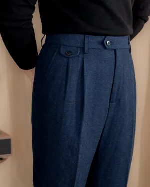 Blue Elegant Herringbone Gurkha Pants by Italian Vega®